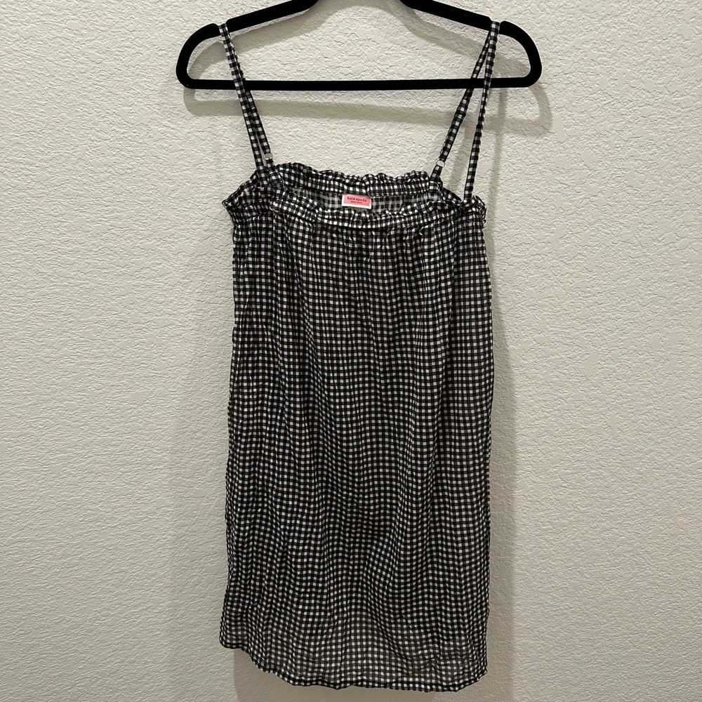 Kate Spade New York Black White Gingham Cotton Mini Dress Adjustable Straps S